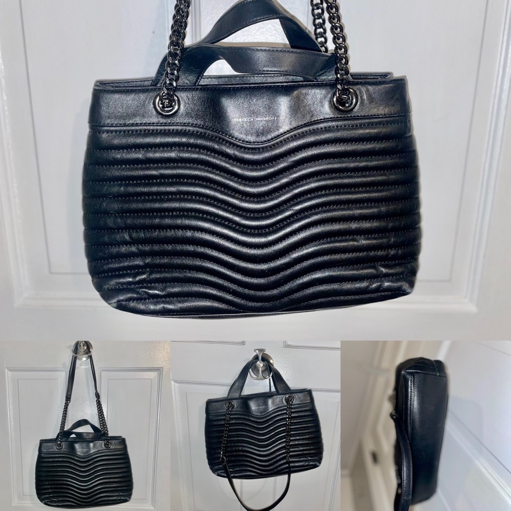 Rebecca Minkoff Black leather shoulder chain bag
